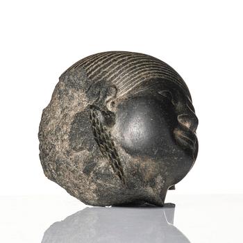 An Egyptian basalt head of a man, Grand tour, 19th century.