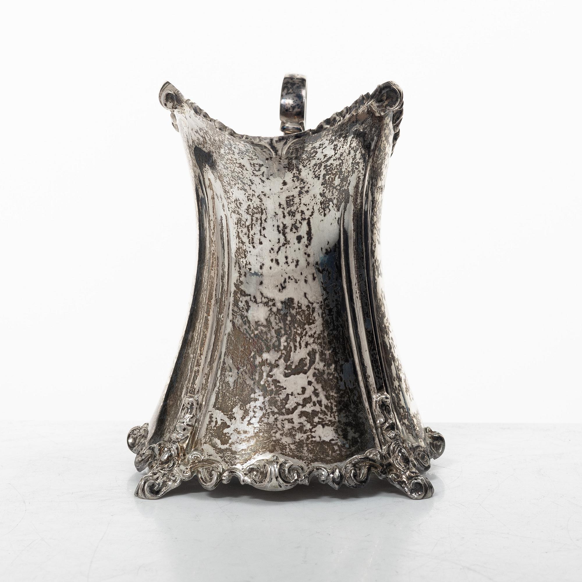 Gustaf Theodor Folcker, Cream jug, silver, neo-Rococo, Stockholm 1856.