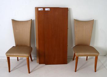 MATSALSMÖBLEMANG, bord och 6+2 stolar, troligen Carl Malmsten 1940/1950-talet.