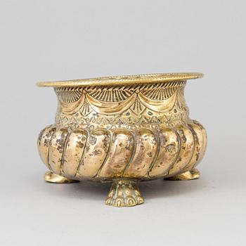 A 18th century brass flower pot.