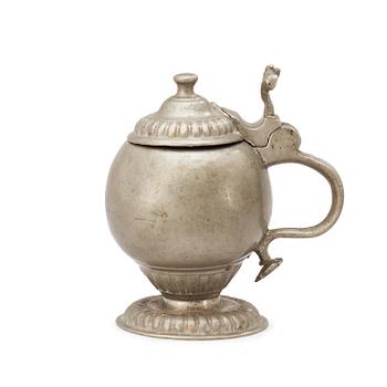 533. A Swedish pewter mustard-jug by P. Åberg, master 1748.