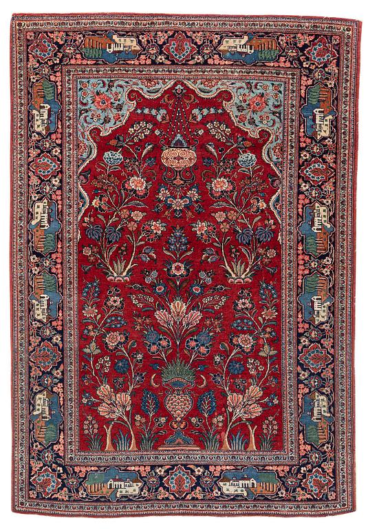 A semi-antique Kashan rug, Central Persia, c. 197 x 136 cm.