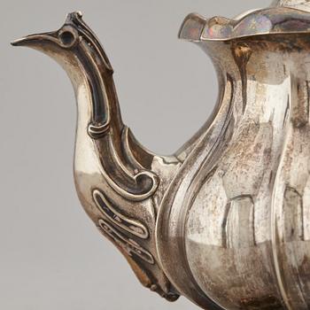 CHRISTIAN HAMMER, kaffekanna, silver, nyrokoko, Stockholm 1857.