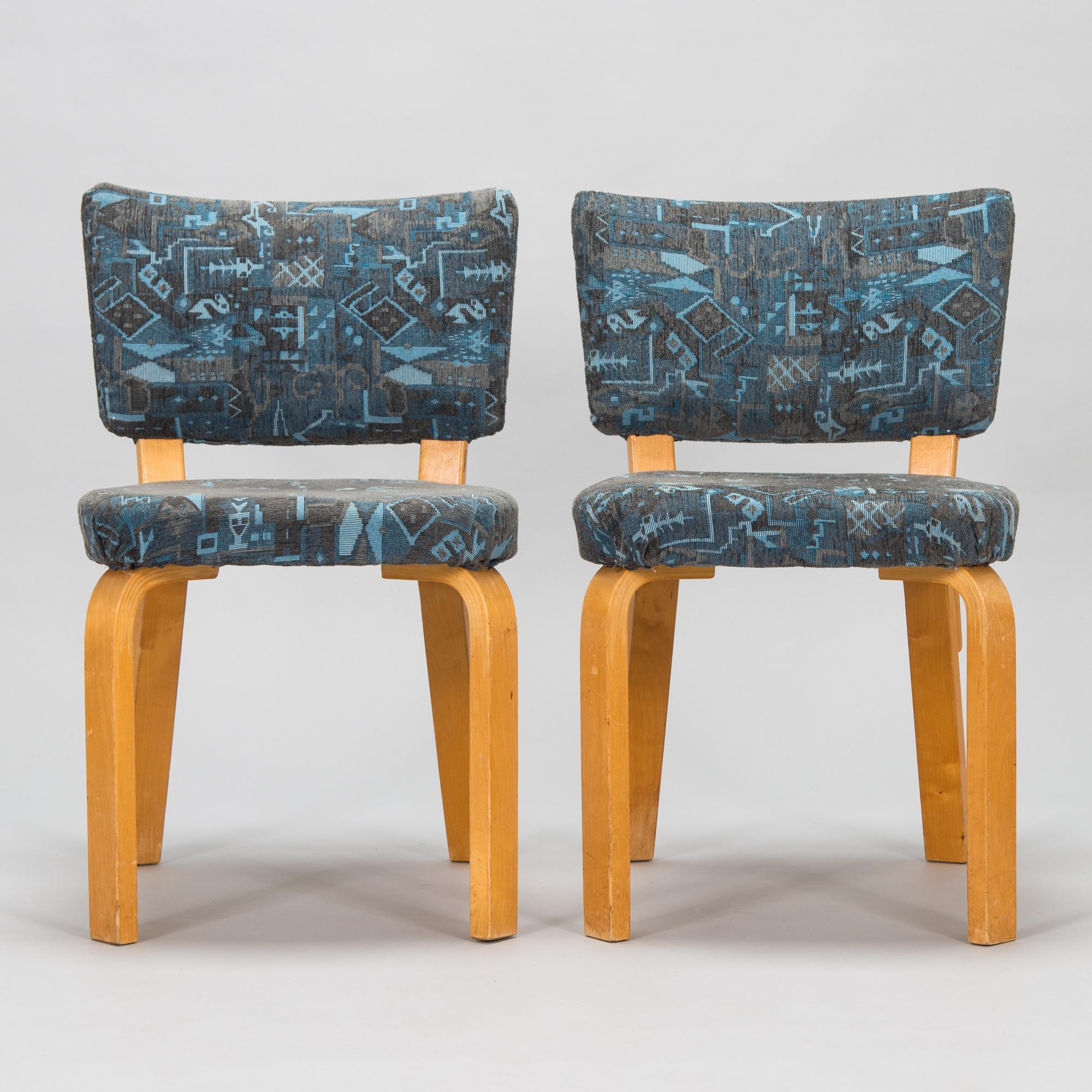 Alvar Aalto, tuolipari, malli 62, O.Y. Huonekalu- ja Rakennustyötehdas A.B. 1900-luvun puoliväli.