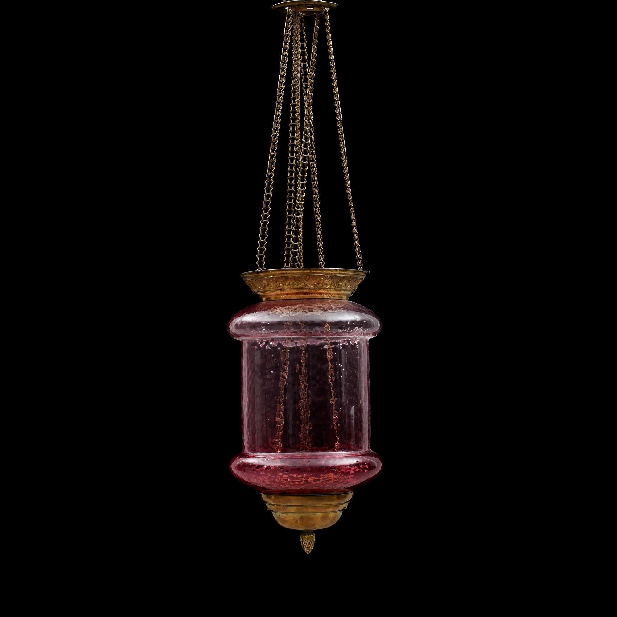 TAKLAMPA, s k månskensampel, omkring år 1900. Höjd ca 40 cm.