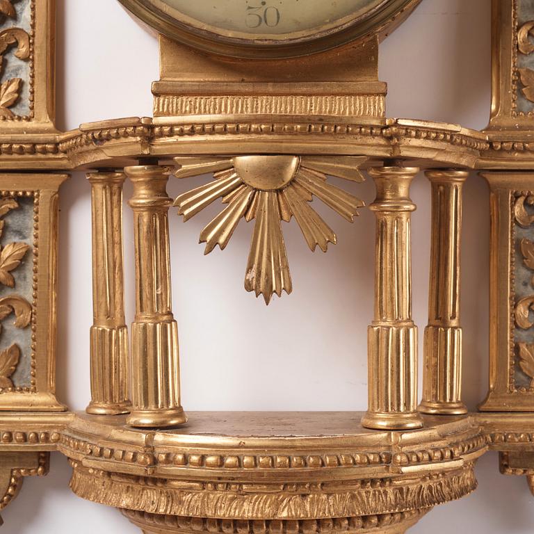 A late Gustavian giltwood cartel clock by E. Rundelius (watchmaker in Stockholm 1793-1815).