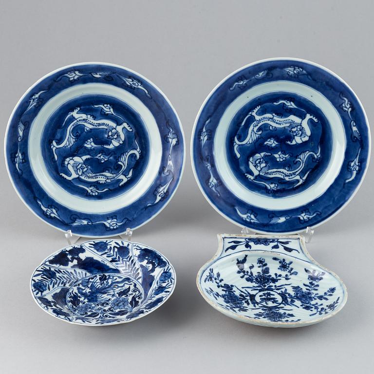 A group of four dishes, Qing dynasty, Kangxi (1662-1722).