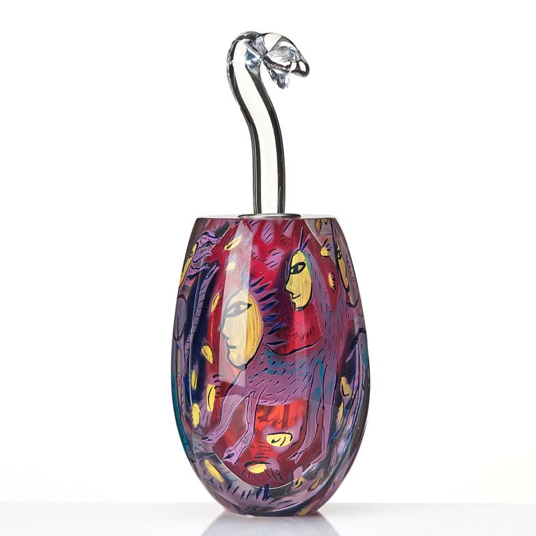 Ulrica Hydman-Vallien, a unique glass vase "Kabale", Pilchuck, USA 1986.