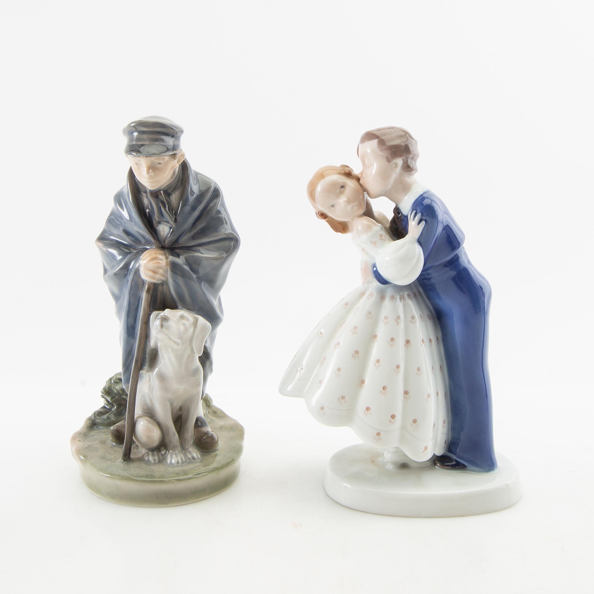 Figurines 7 pcs Royal Copenhagen/Bing & Grøndahl
 and Dahl Jensen mid/late 20th century porcelain.