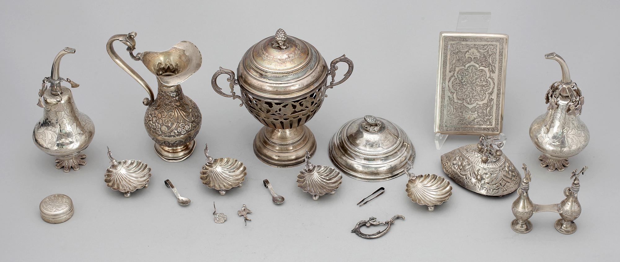 PARTI SILVER, 13 delar, Egypten, 1900-tal, vikt ca 1034g.