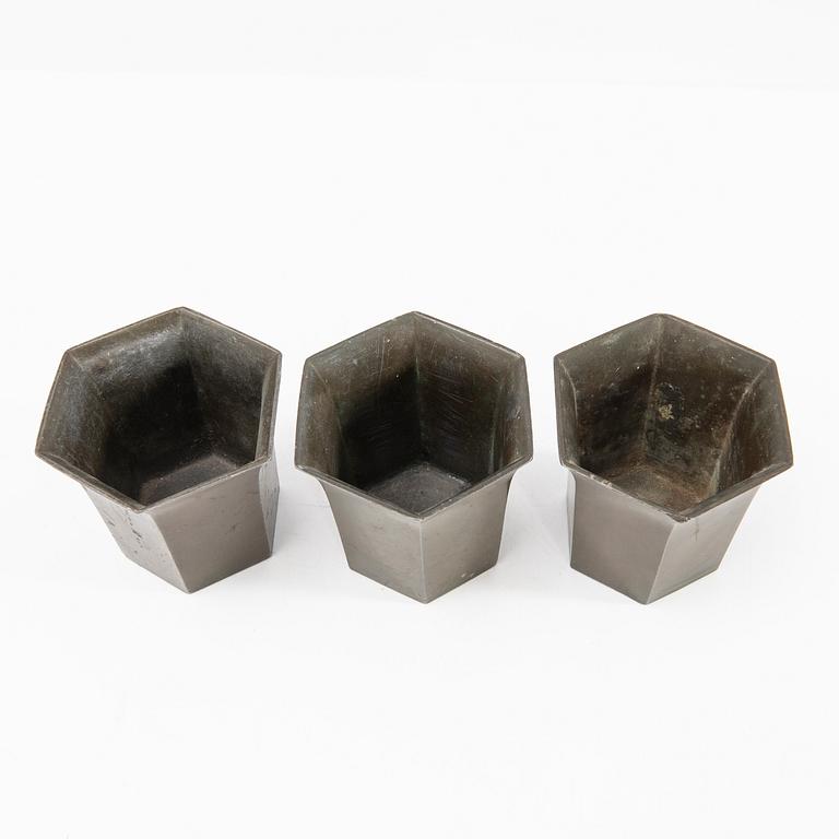 Just Andersen, cups, 3 pcs, Denmark, first half of the 20th century.