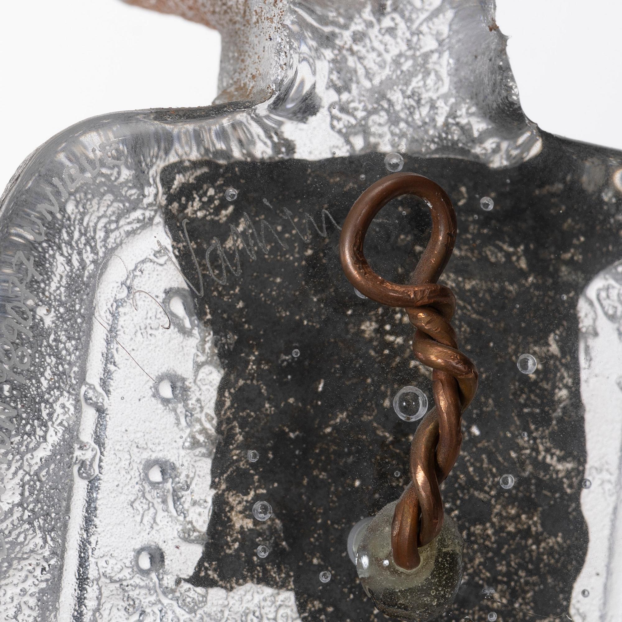 Bertil Vallien, unik väggskulptur, sandgjutet glas, "Idol".