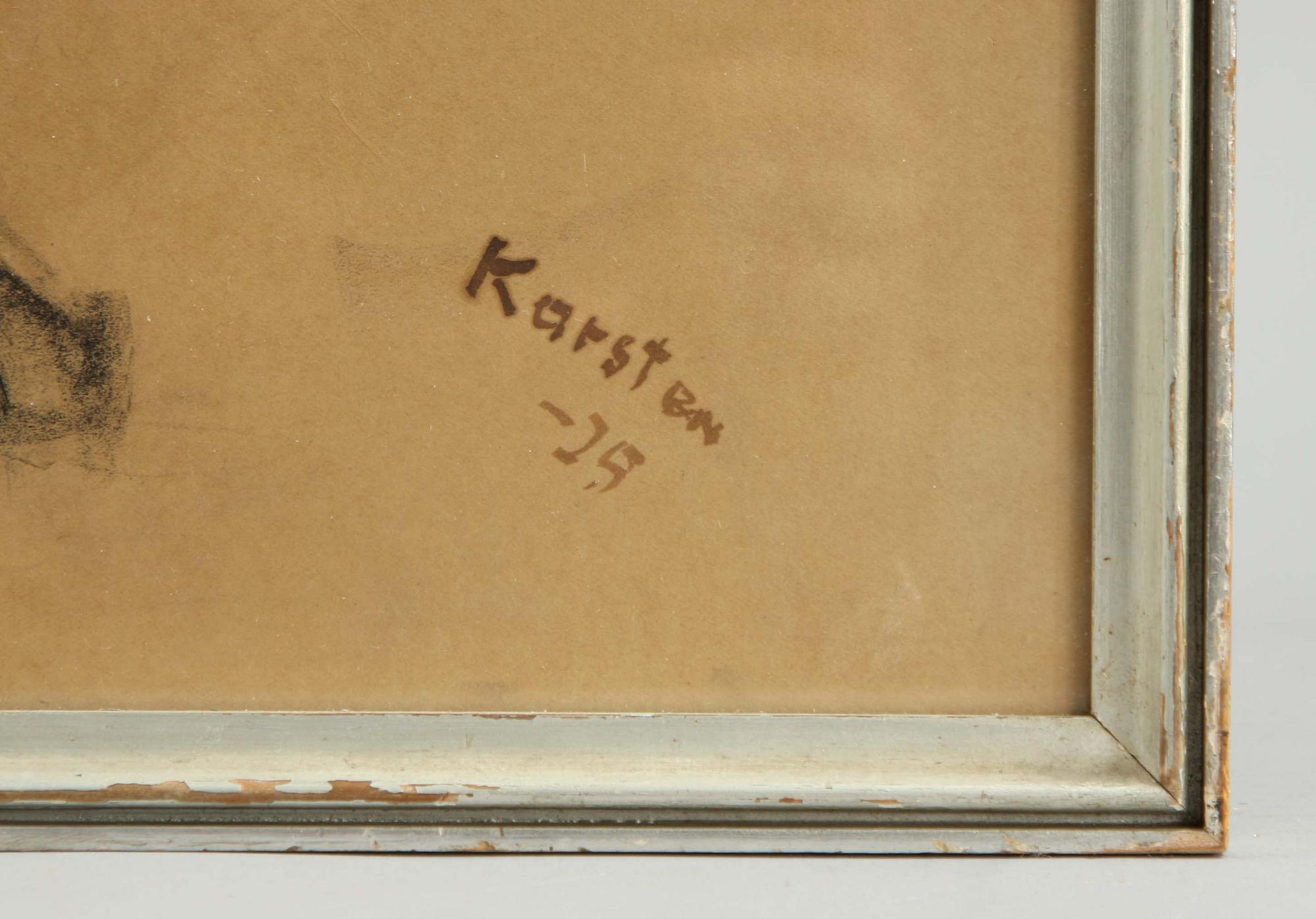 LUDVIG KARSTEN, teckningar, 2 st, kol, sign o dat -25.