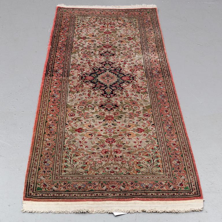 A RUNNER, silk Qum, ca 213 x 69 cm.