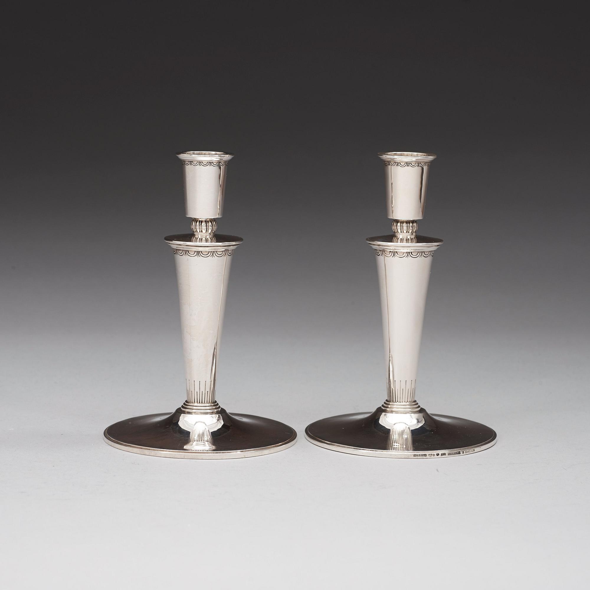 A pair of Atelier Borgila sterling candlesticks, Stockholm 1934.