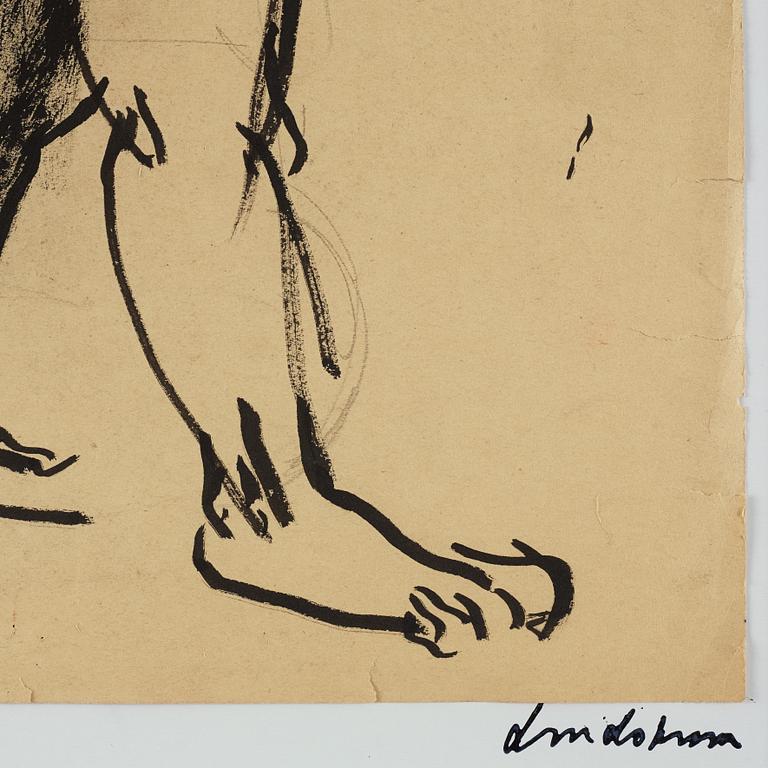 Bengt Lindström, ink and charcoal on paper, signed with stamp, certified by Curt Aspelin verso.