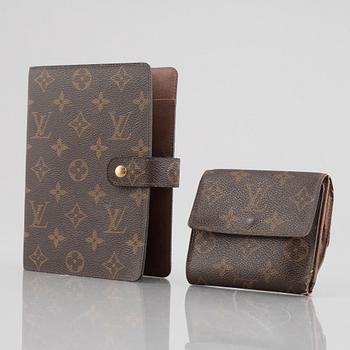 Louis Vuitton, wallet and calendar.