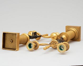 A pair of French Empire early 19th century two-light candelabra.