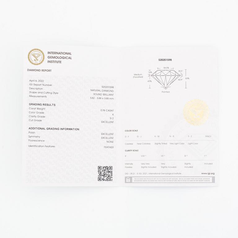 Brilliant cut diamond necklace, with IGI report.