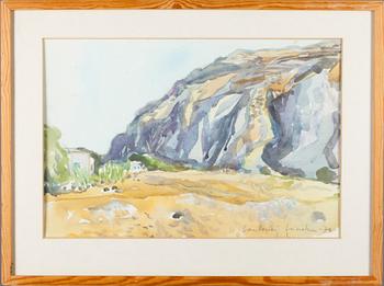 LEENA LUOSTARINEN, akvarell, signerad L L. och daterad Santorini heinäkuu -76.