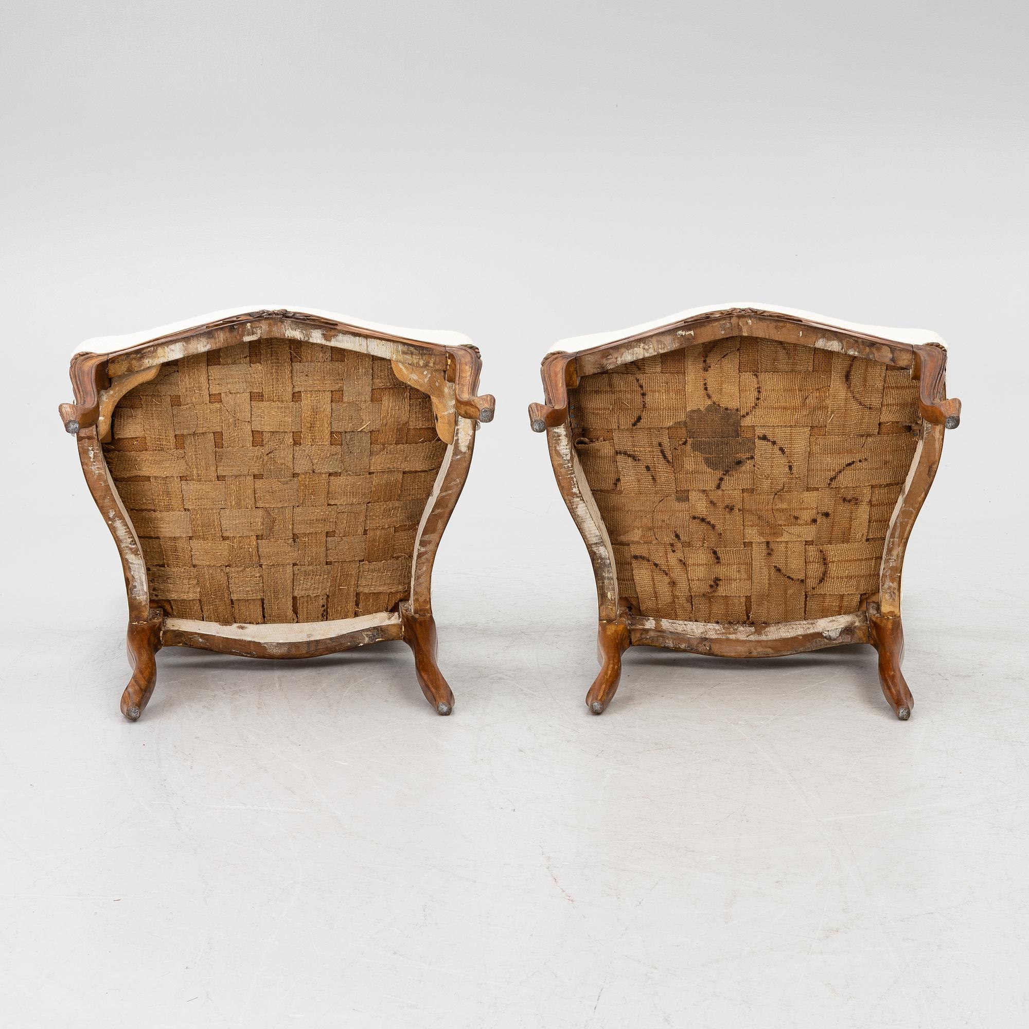 Armchairs, a pair, Rococo, 18th century.