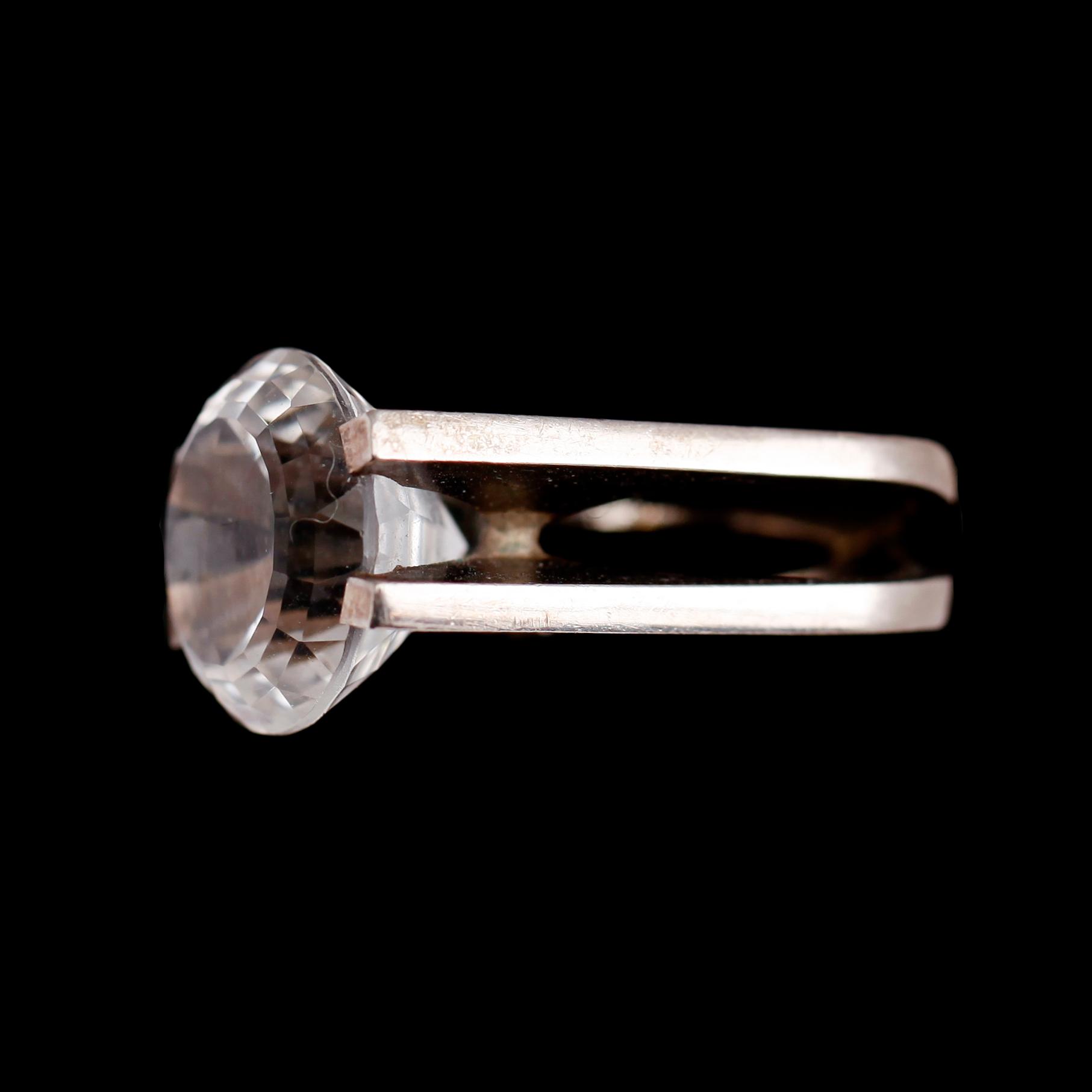 RING, silver, Ray Urban, med fasettslipad bergkristall, 1970-tal.