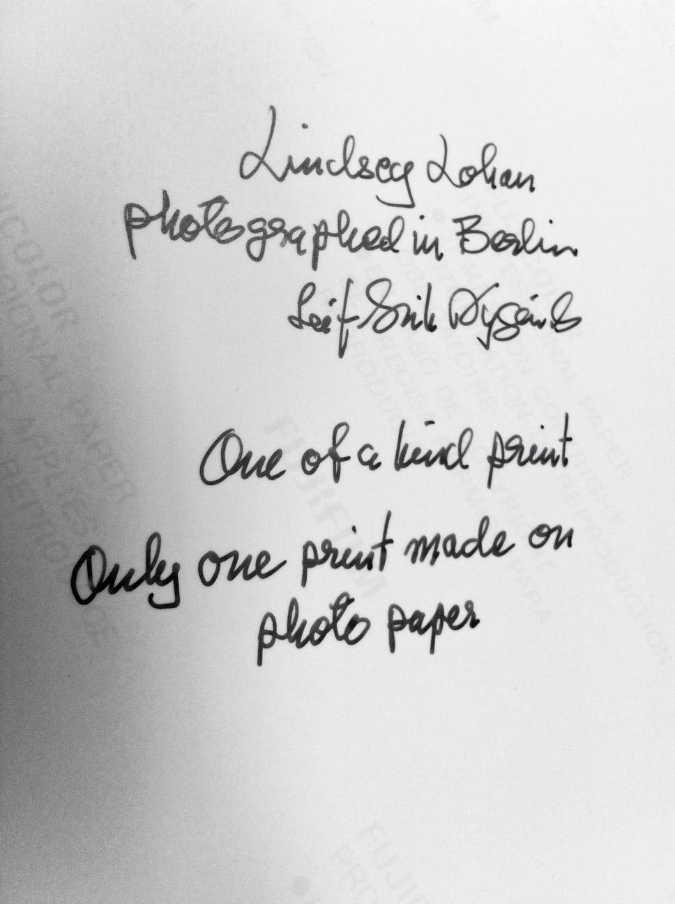 LEIF-ERIK NYGÅRDS, fotografi, one of a kind print, "Lindsay Lohan", signerad a tergo.