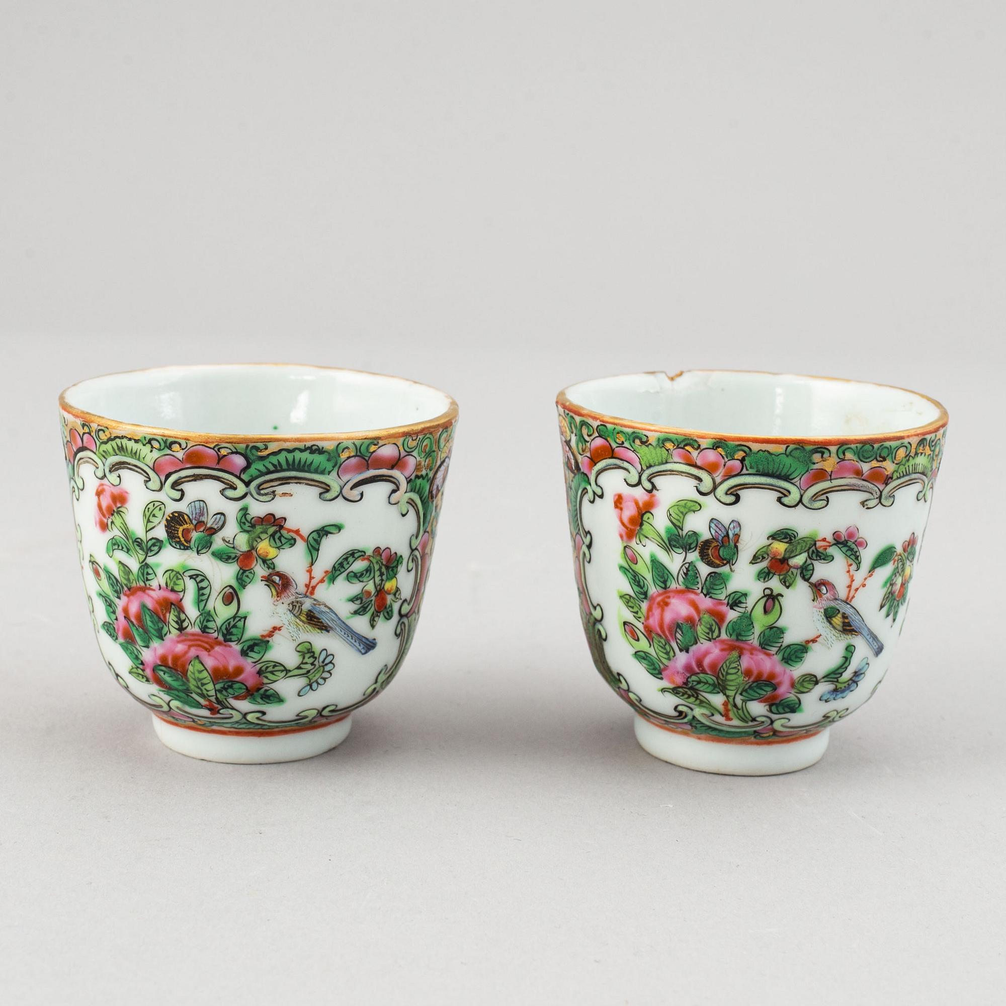 A part Canton famille rose service, Qing dynasty, late 19th century (12 pieces).