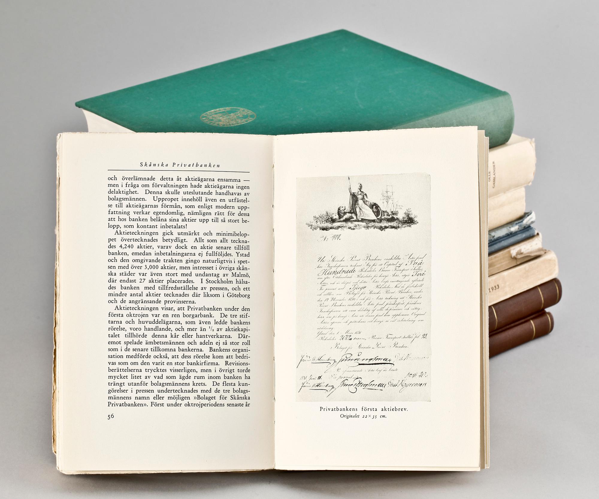 PARTI BÖCKER, 9 st, bankväsende, bla "Skånska Privatbanken-en minnesskrift" Stockholm 1931.