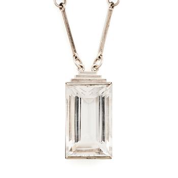 475. Wiwen Nilsson, a sterling silver necklace with step-cut rock crystal, Lund 1942.