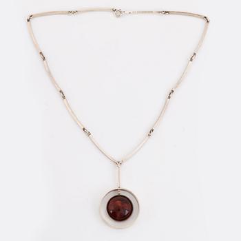 A Niels Erik From silver and amber necklace and ring.