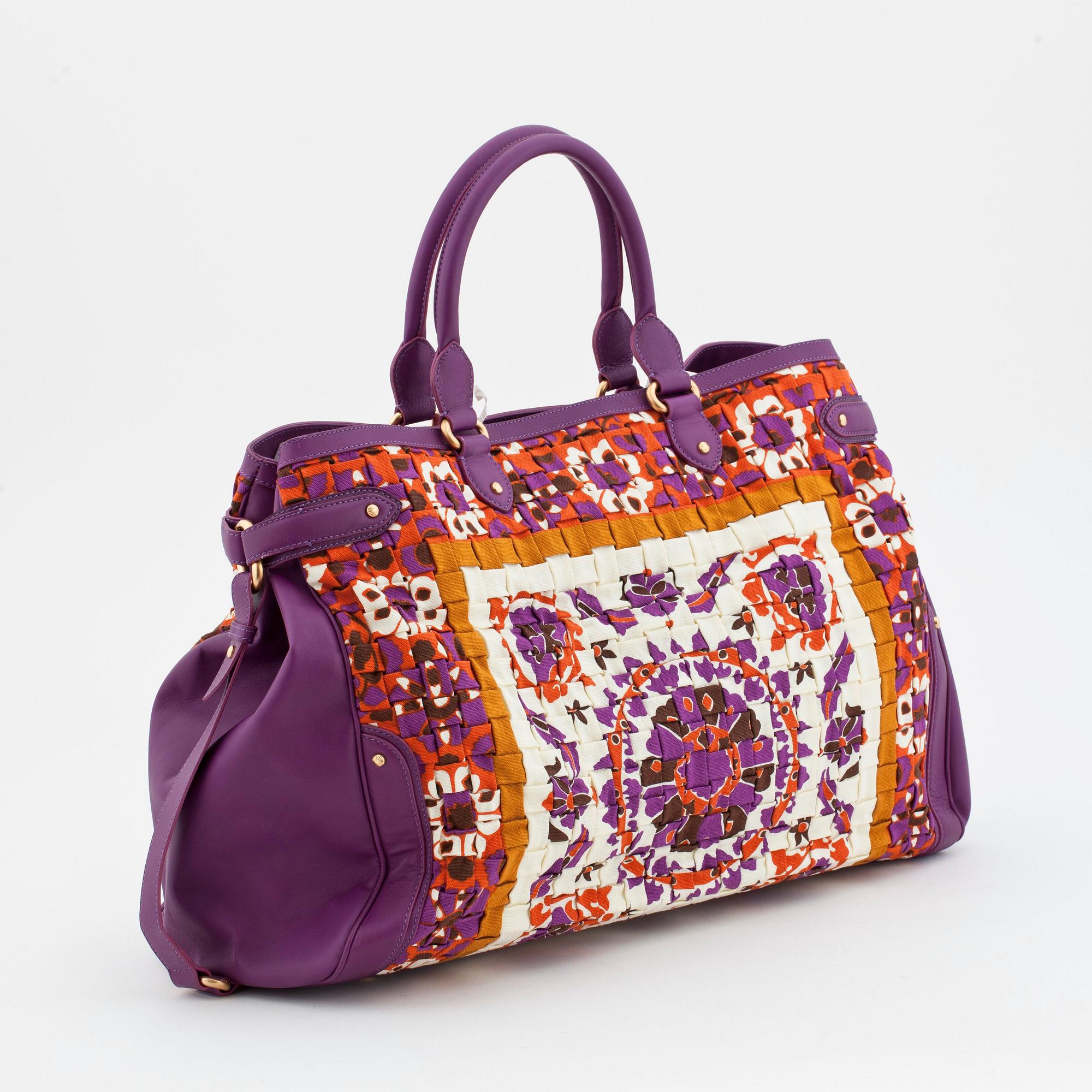 ESCADA, a purple canvas and leather oversized tote, "Margaretha".