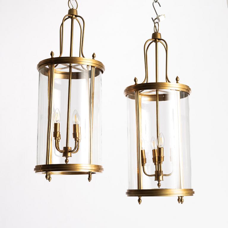 A pair of ceiling lanterns, contemporary.