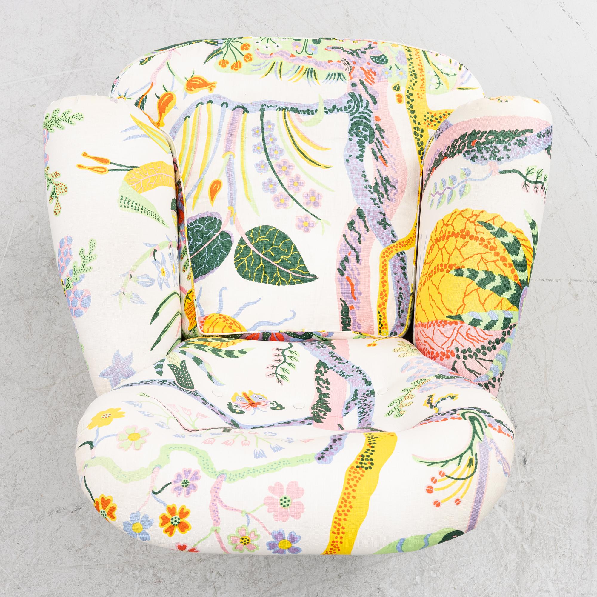 Josef Frank, armchair with footstool, model 336, Svenskt Tenn.