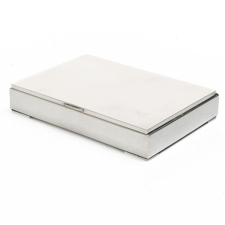 A 20th century sterling silver cigar-box.