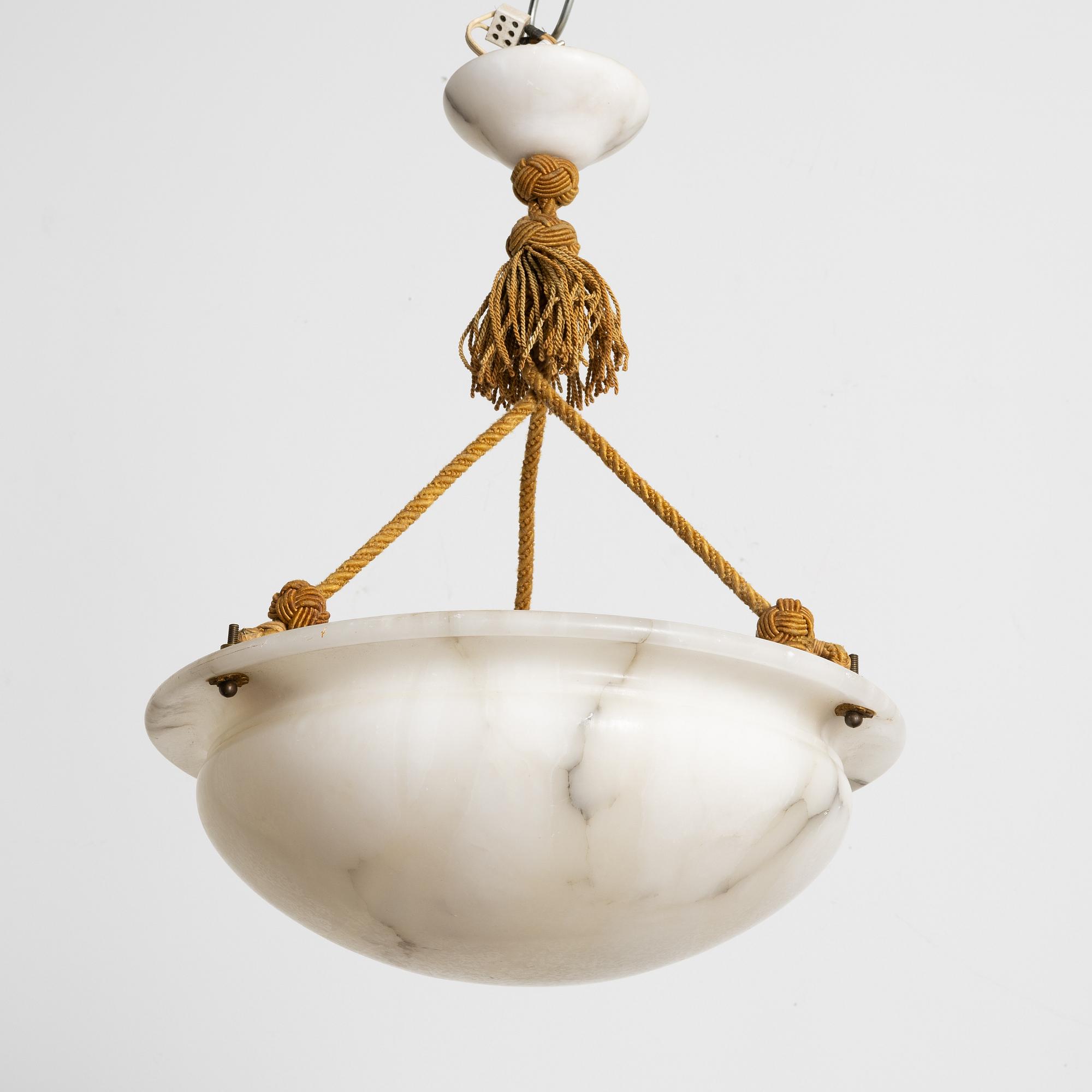A ceiling lamp, alabaster, 1920s.