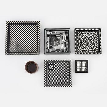 Stig Lindberg, 6 st, stengods, "Domino", Gustavsberg.