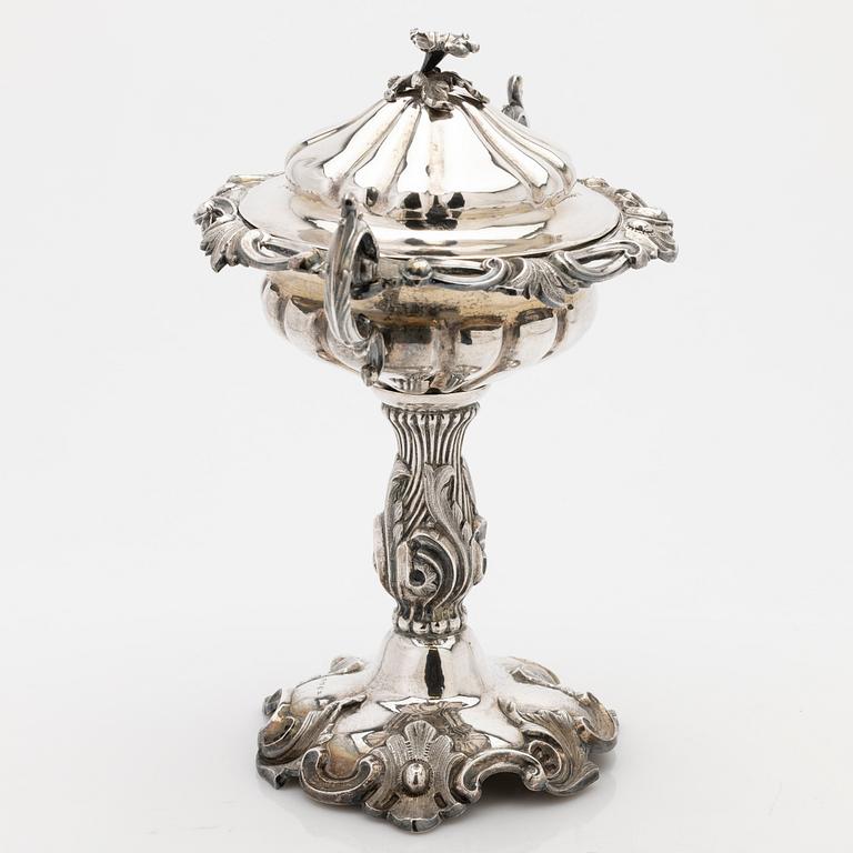 Bowl with lid, silver, Sweden, 1865.