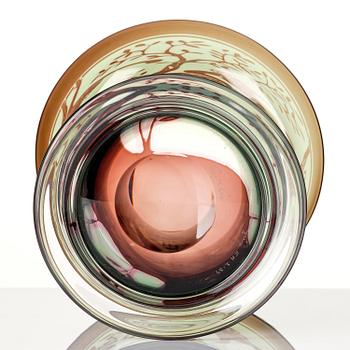 Gunnar Cyrén, a graal glass vase, Orrefors, Sweden, 1989.
