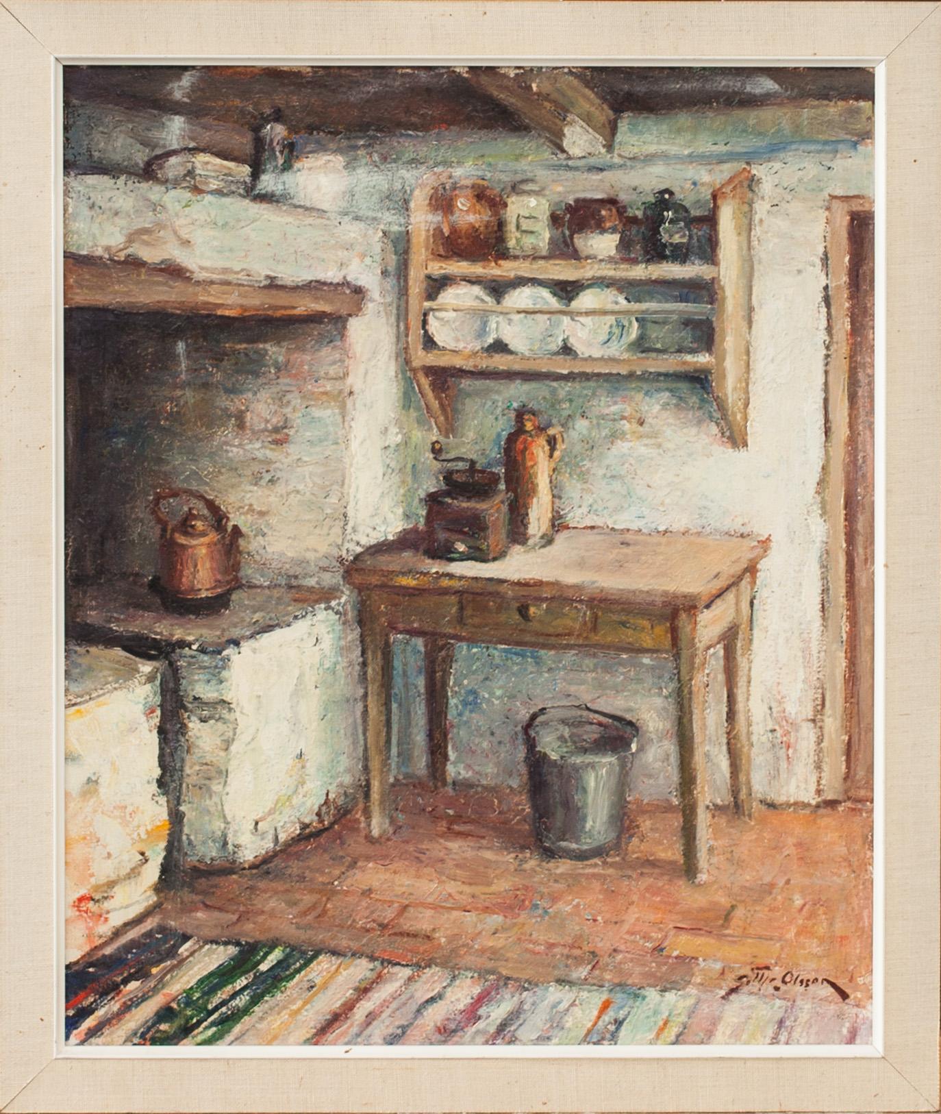 GOTTFRID OLSSON, oljemålning på pannå, signerad.