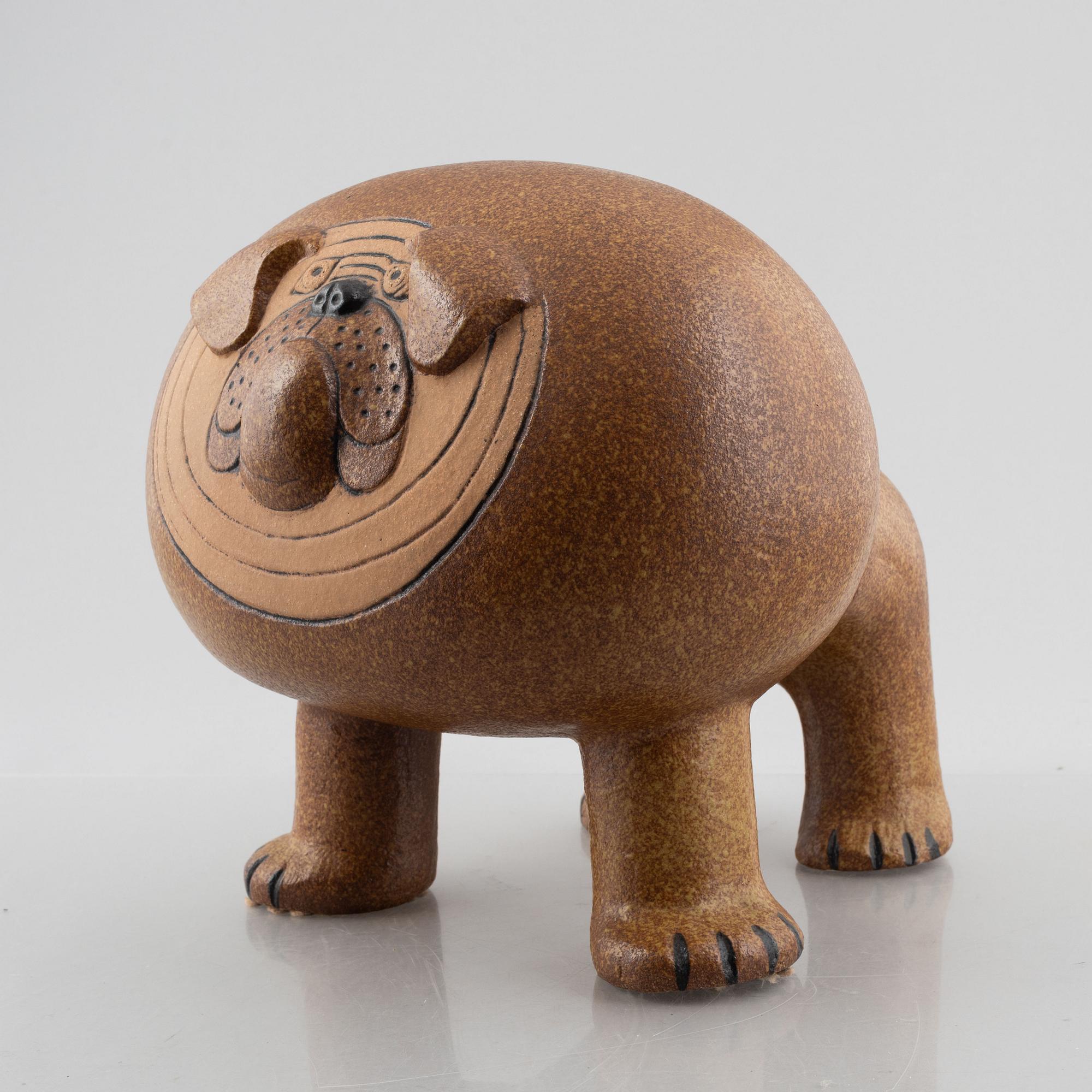 Lisa Larson, "Bulldog Maxi", skulptur, stengods, Gustavsberg, efter 1972.