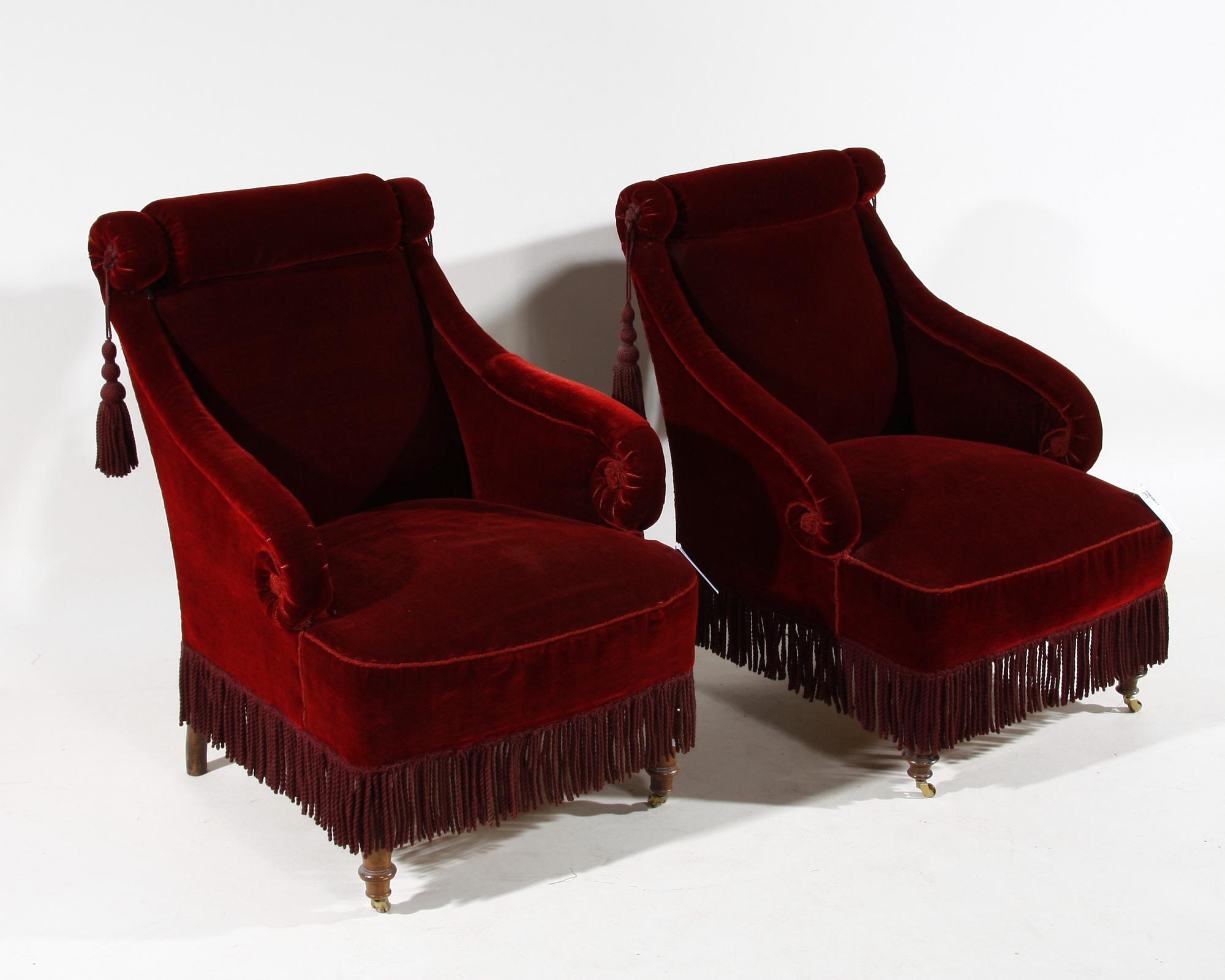 FÅTÖLJER, ett par, sent 1800-tal.