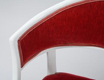 KARMSTOLAR, ett par, s k baljfåtöljer, sengustaviansk stil, 1900-talets mitt.