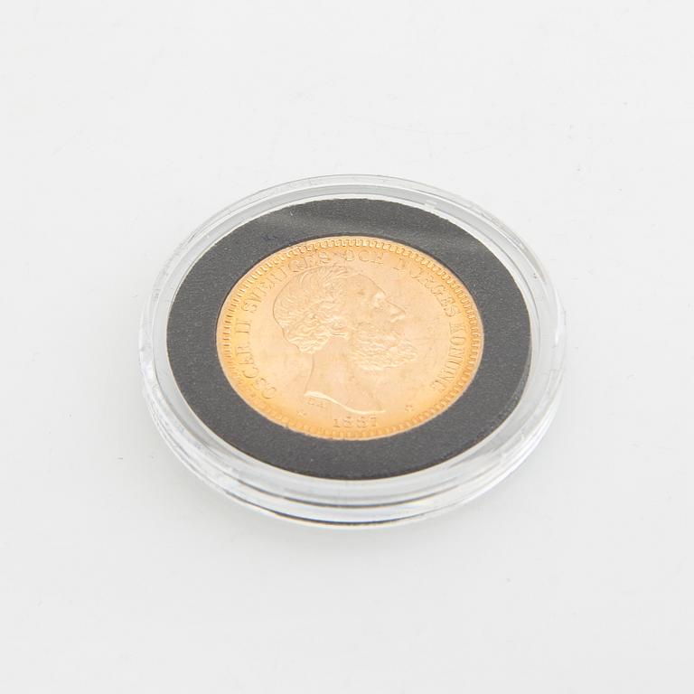 Guldmynt Sverige, Oscar II 20 kr, 1887.