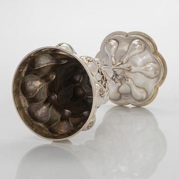 An early 20th-century parcel-gilt silver standing cup, maker's mark presumably Ludwig Neresheimer & Co, Hanau, Germany.