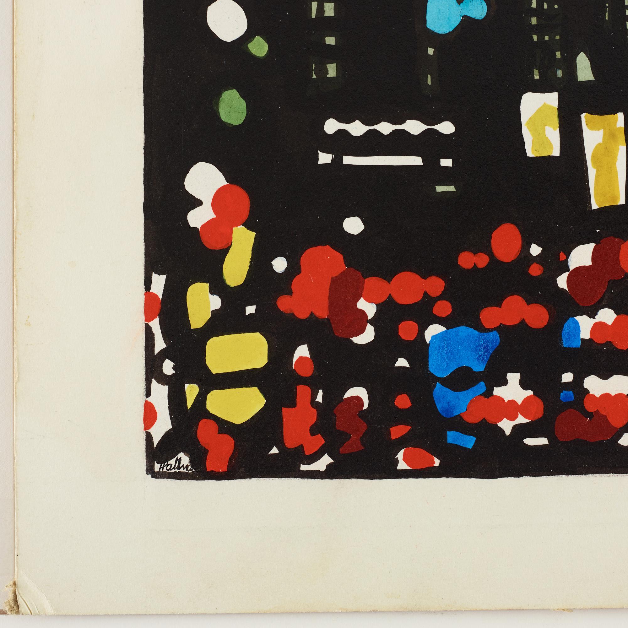 Adolf Hallman, mixed media on paper panel, signed.