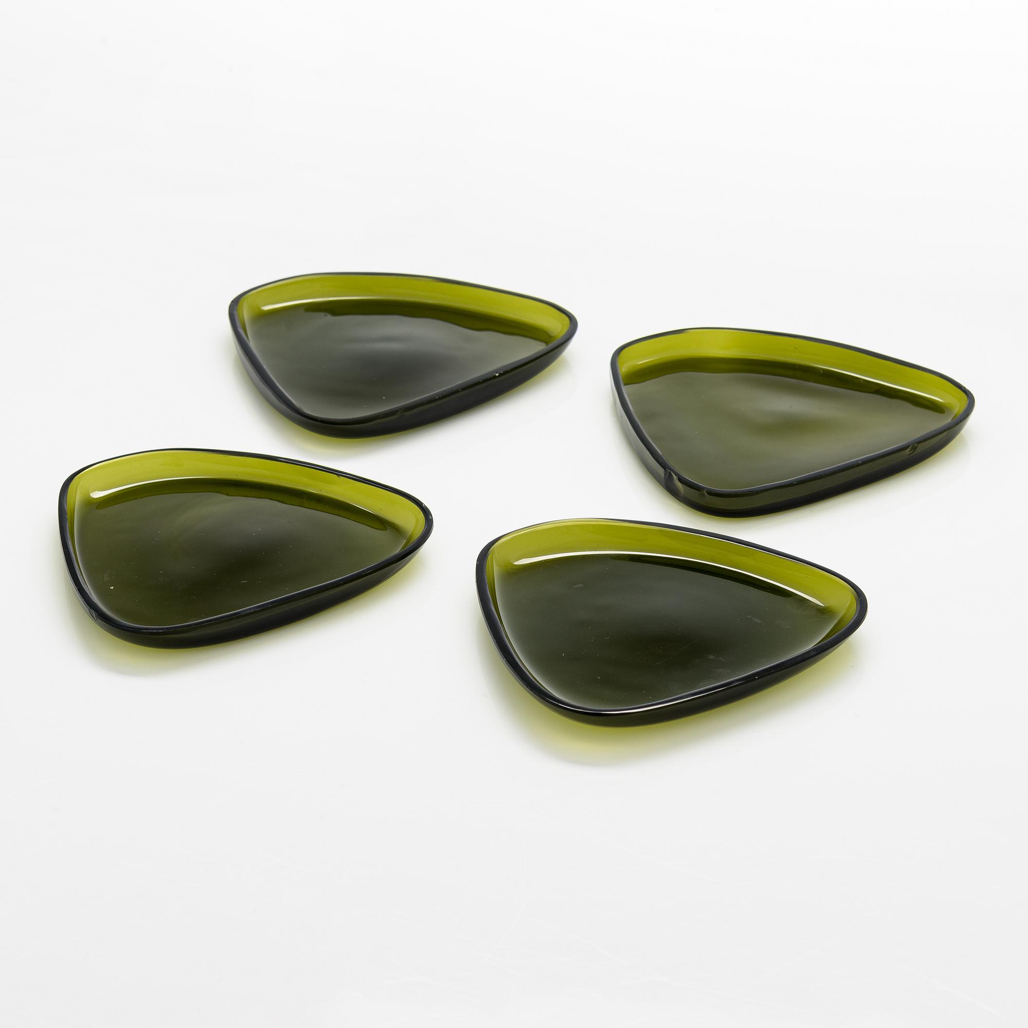 Alvar Aalto, fat, 4 st, modell 3900-37 signerad Alvar Aalto Iittala -56.