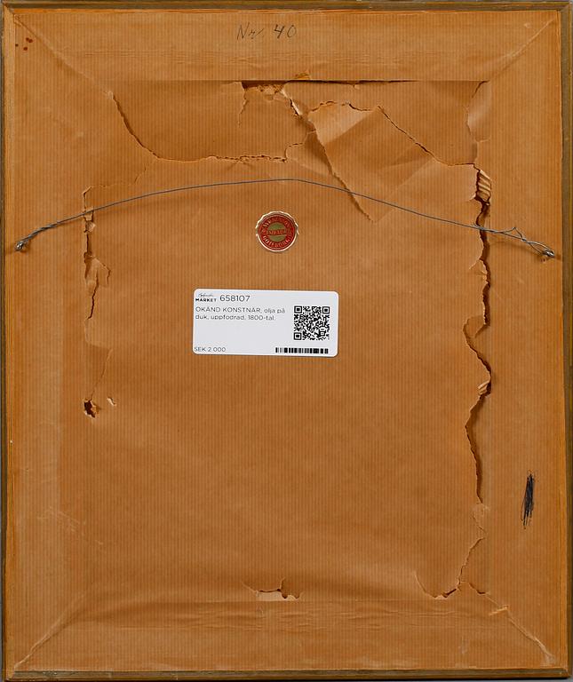 OKÄND KONSTNÄR, olja på duk, uppfodrad, 1800-tal.