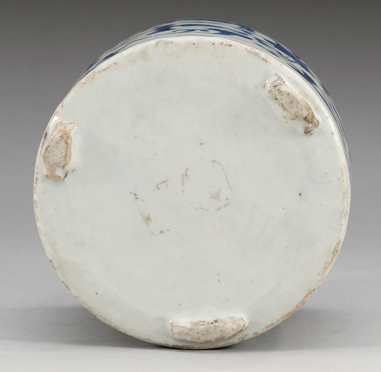 A blue and white Transitional censer, 17th Century.