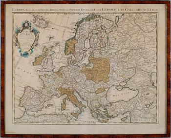 KARTA, kopparstick, "Carte d`Europe", Chez J. Covens et C. Mortier, daterad 1739.